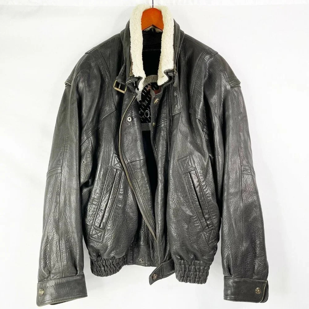 Marco Pierguidi Mens Size Italy 54 Leather Bomber